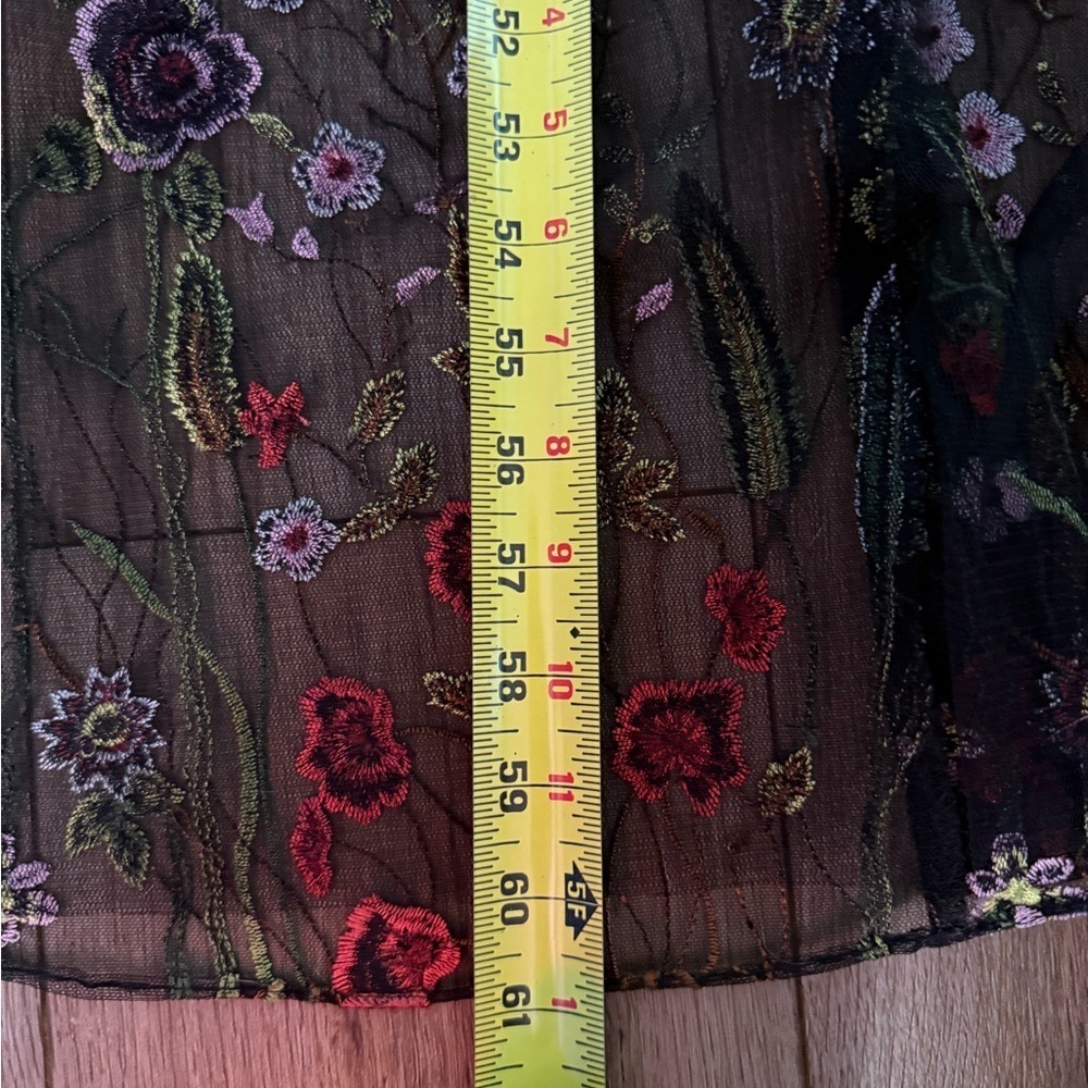 NWOT Adrianna Papell embroidered tulle v neck high low hem gown Fairy Grunge 14 - Picture 5 of 12